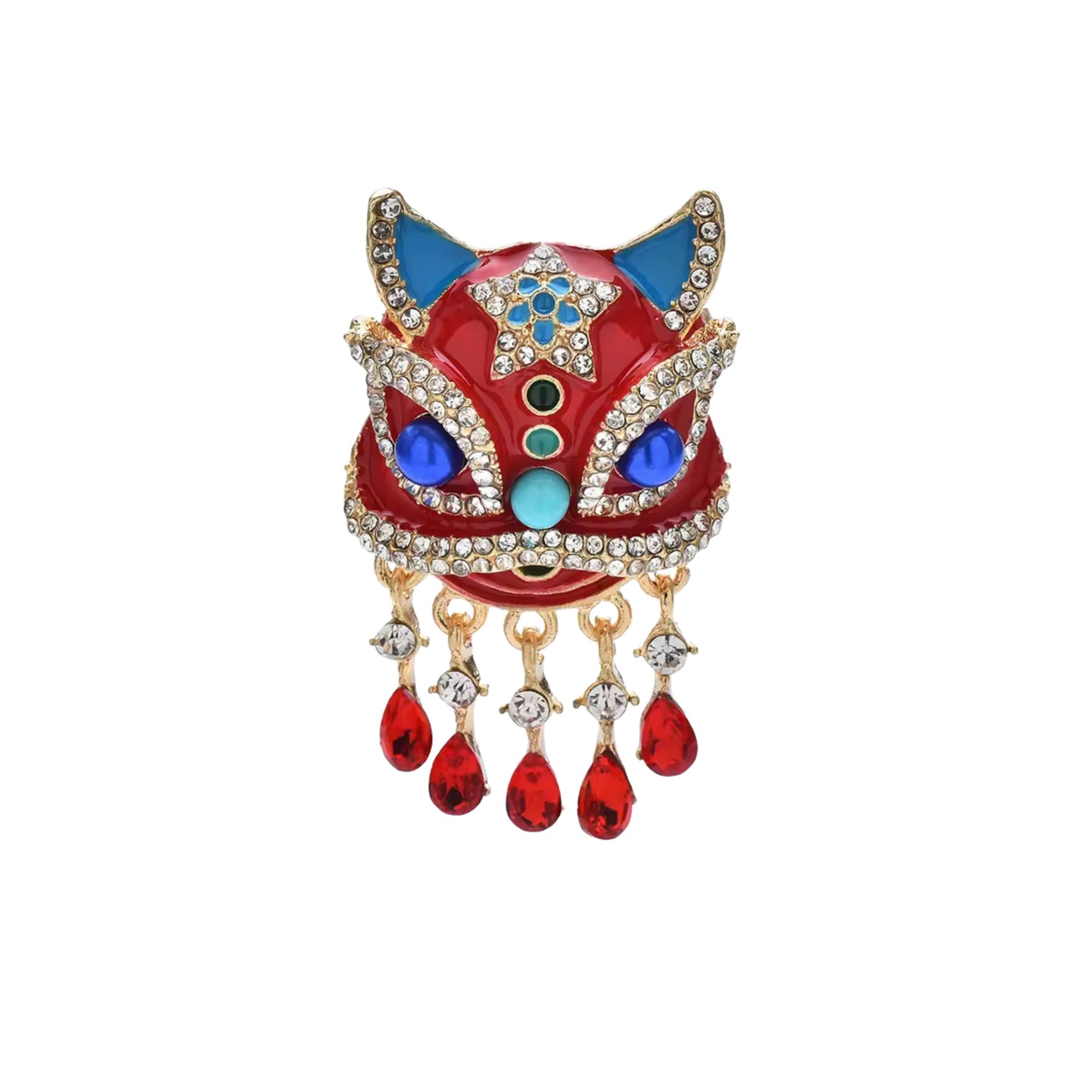 MizDragonfly Red Dragon Rhinestone Jewelry Brooch