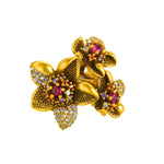 MizDragonfly Jewelry Dubai Vintage Flower Garnet Gold Zircon Cocktail Ring
