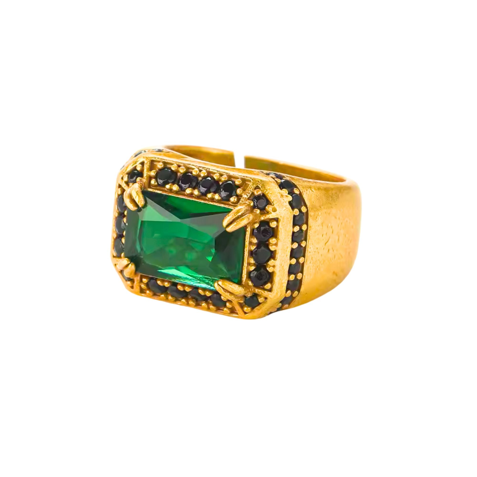 MizDragonfly Jewelry Florence Vintage Green Black Crystal Cocktail Ring Side