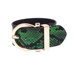 MizDragonfly Green Python Leather Snake Gold Buckle Bracelet