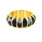 MizDragonfly Black Marbled Gold Geometric Crescent Elastic Jewelry Bracelet