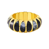 MizDragonfly Black Marbled Gold Geometric Crescent Elastic Jewelry Bracelet