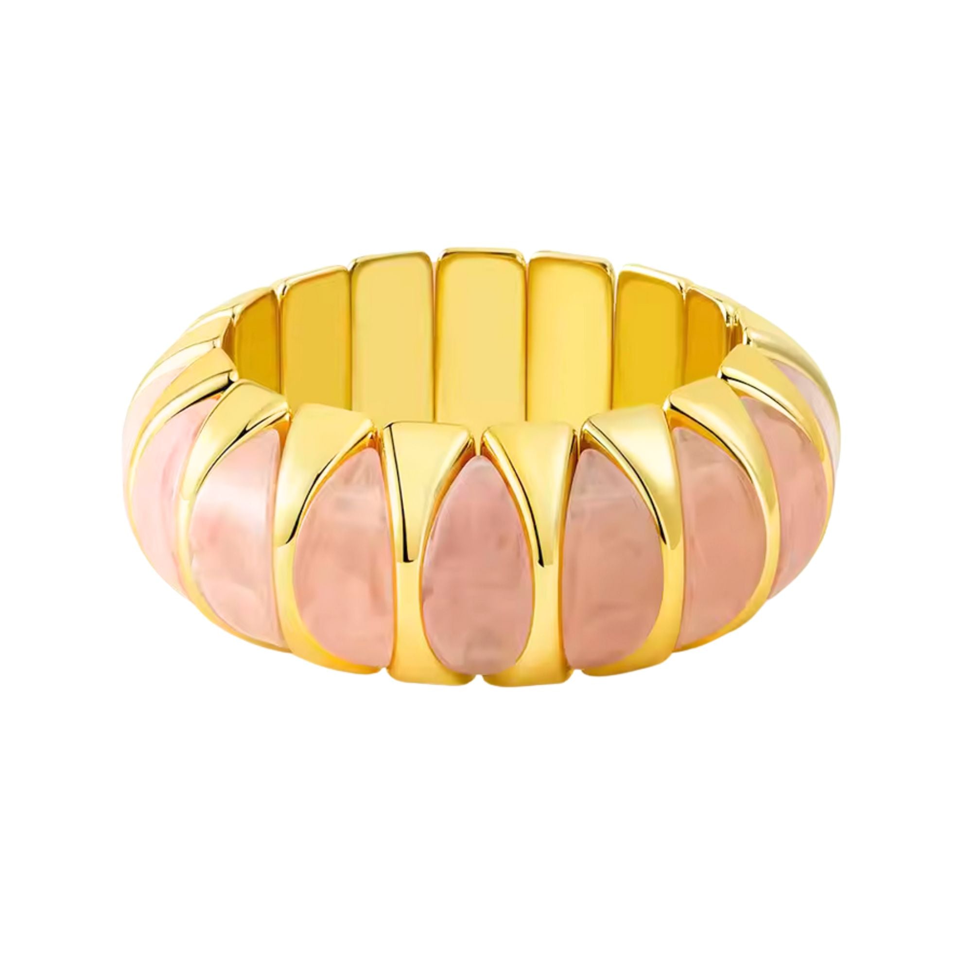 MizDragonfly Pink Crescent Gold Links Jewelry Elastic Bracelet