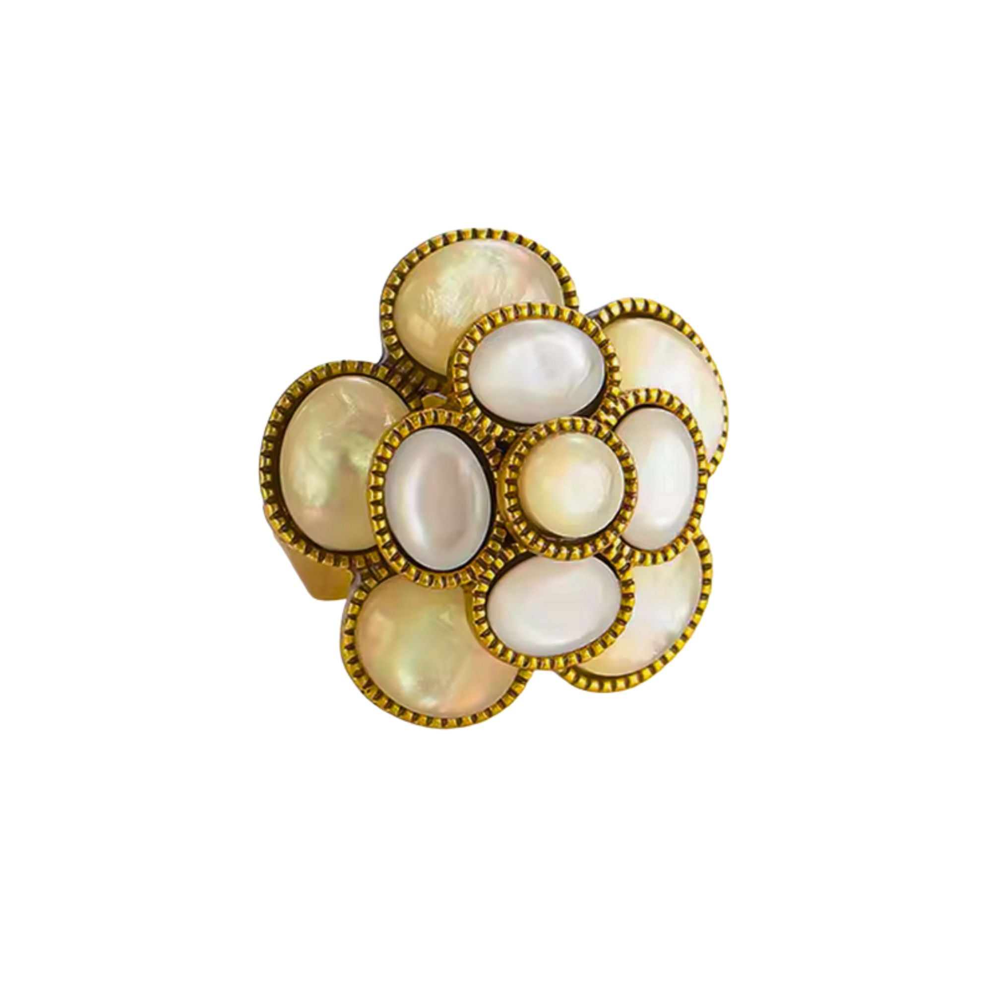 MizDragonfly Jewelry Mujeres Vintage Flower Moonstone Gold Cocktail Ring