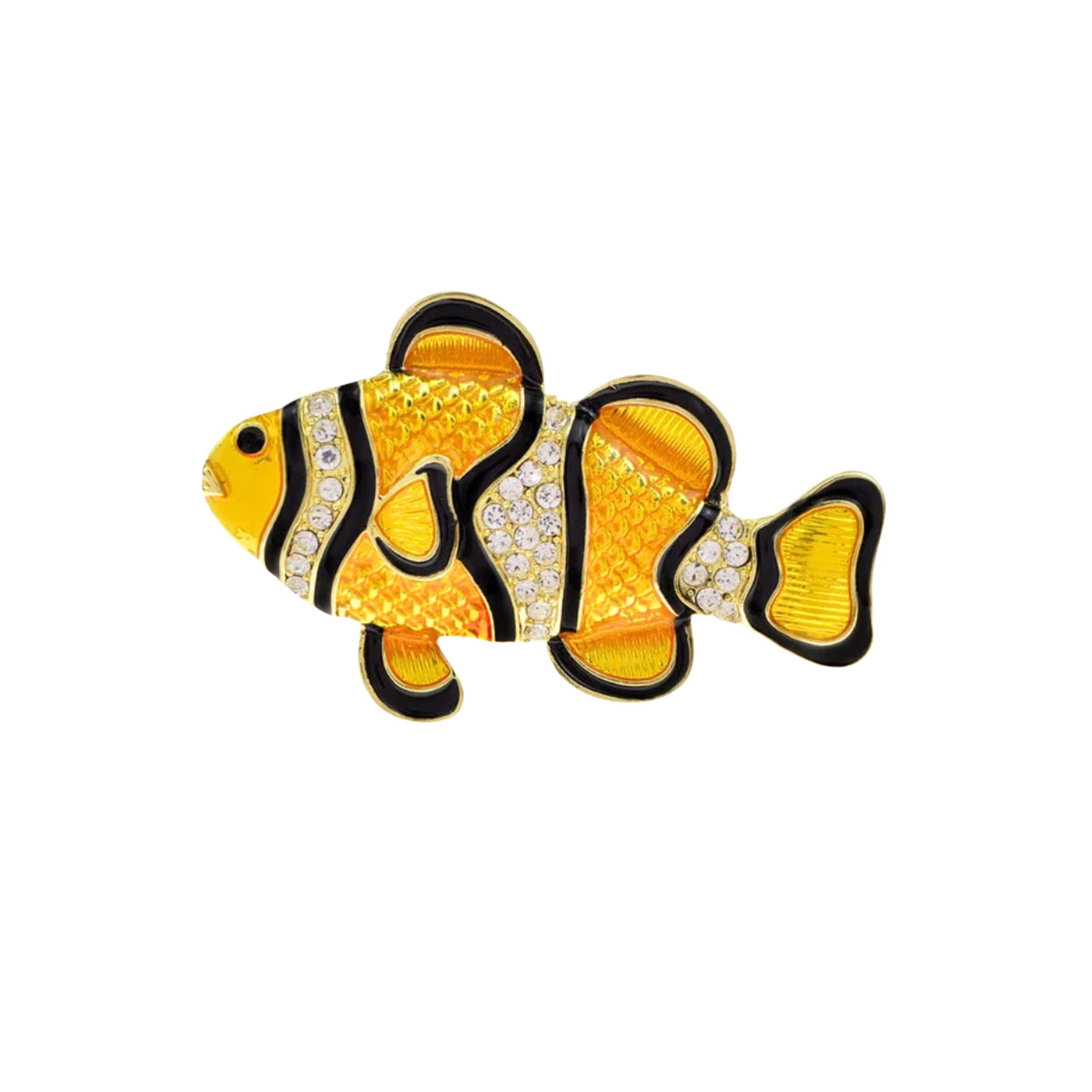 MizDragonfly Yellow and Black Clown Fish Rhinestones Jewelry Brooch