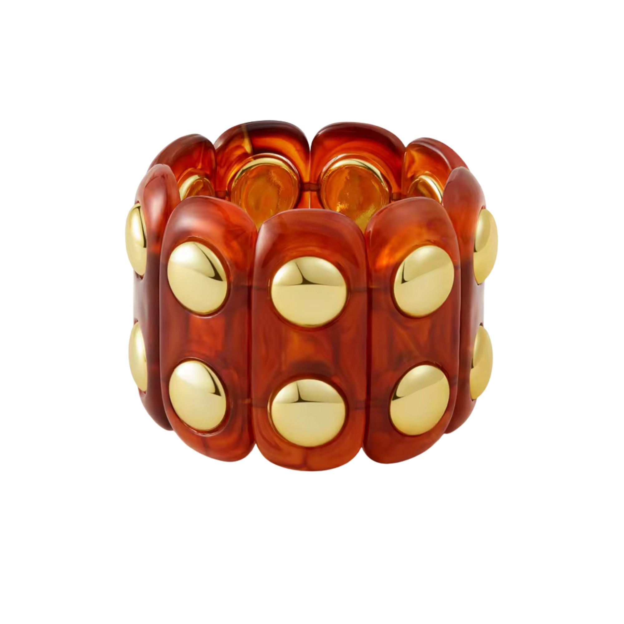 MizDragonfly Queens Tortoiseshell Rivet Links Elastic Bracelet
