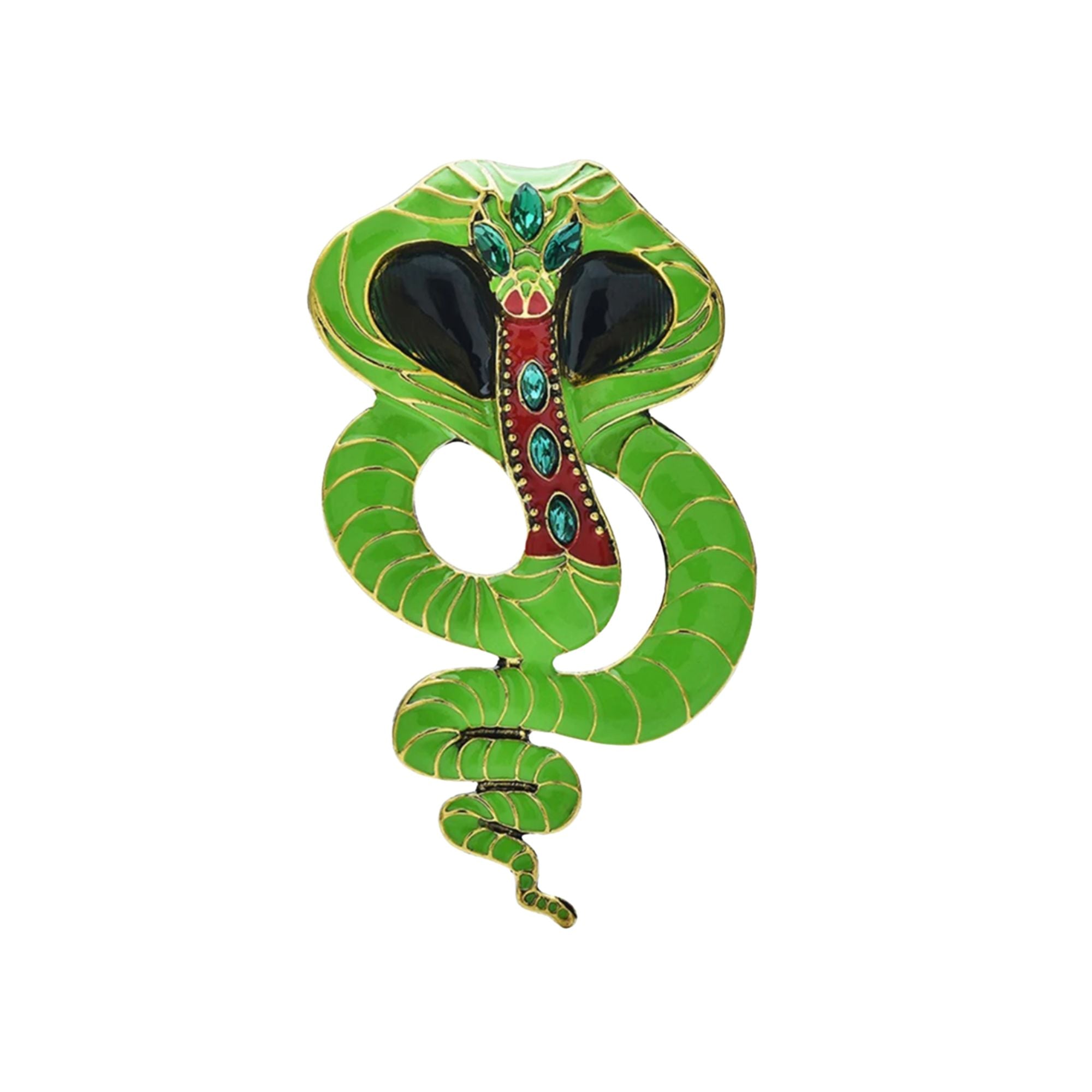 MizDragonfly Green Snake Rhinestone Jewelry Brooch