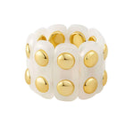 MizDragonly Cream Marbled Gold Rivets Link Jewelry Bracelet