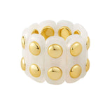 MizDragonly Cream Marbled Gold Rivets Link Jewelry Bracelet