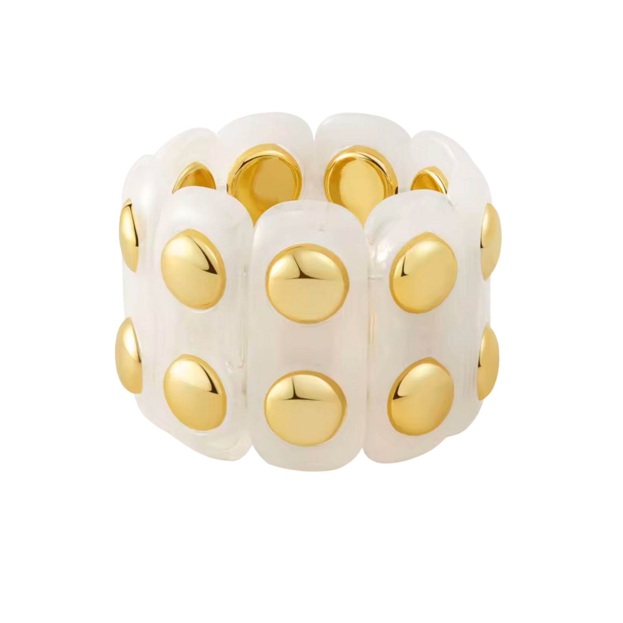 MizDragonly Cream Marbled Gold Rivets Link Jewelry Bracelet