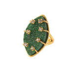 MizDragonfly Jewelry Tokyo Vintage Green Druzy Rhinestone Gold Cocktail Ring Side