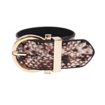 MizDragonfly White Snake Gold Buckle Leather Jewelry Bracelet