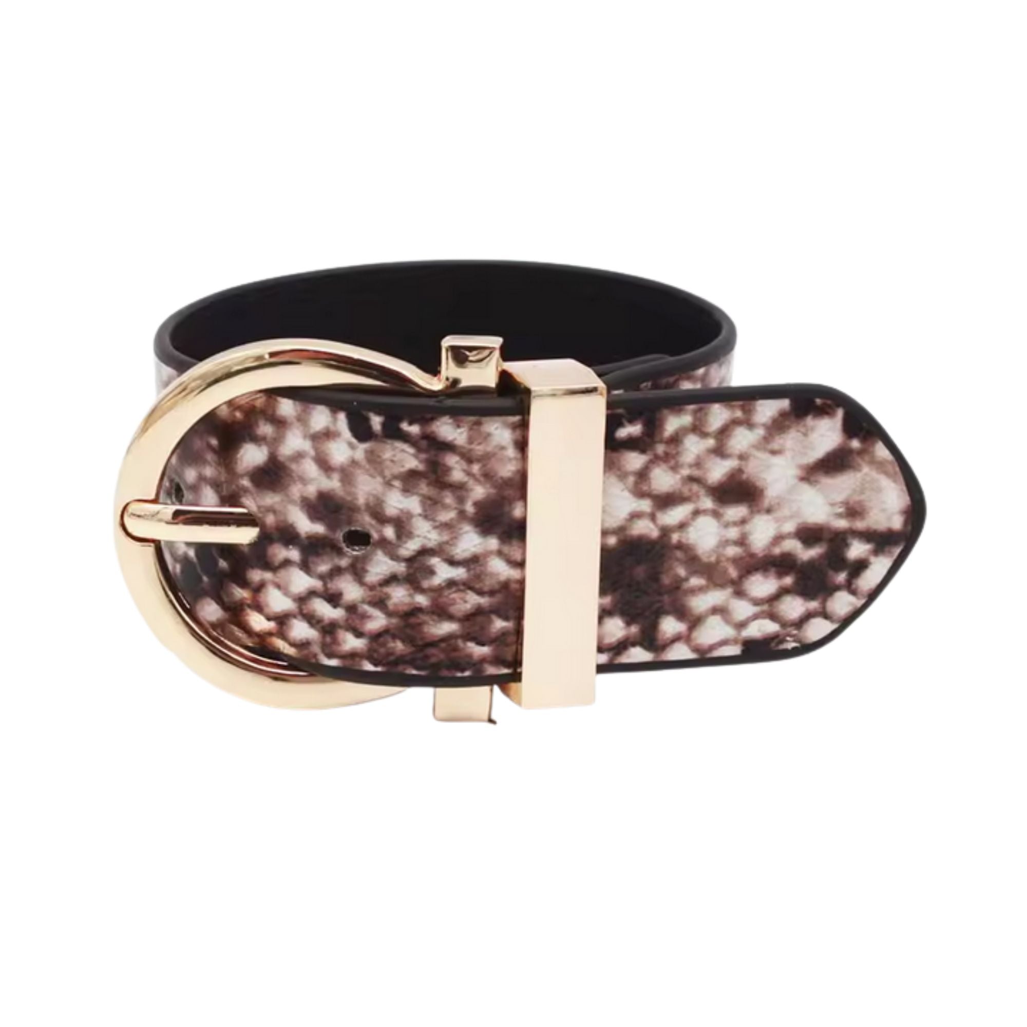 MizDragonfly White Snake Gold Buckle Leather Jewelry Bracelet