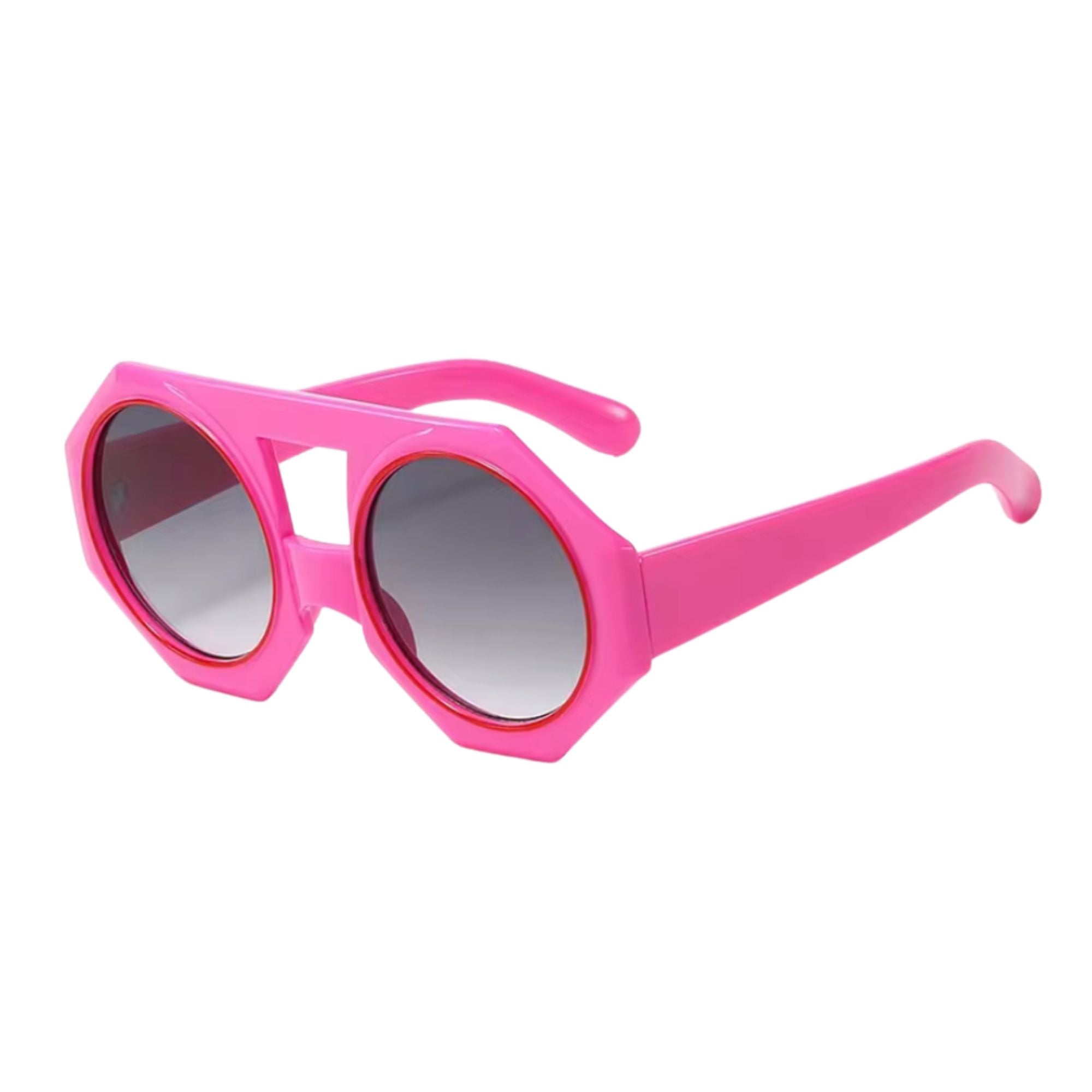 MizDragonfly Retro Pink Red Sunglasses Geometric Sunglasses Side