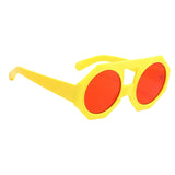 MizDragonfly Retro Yellow Red Geometric  Sunglasses