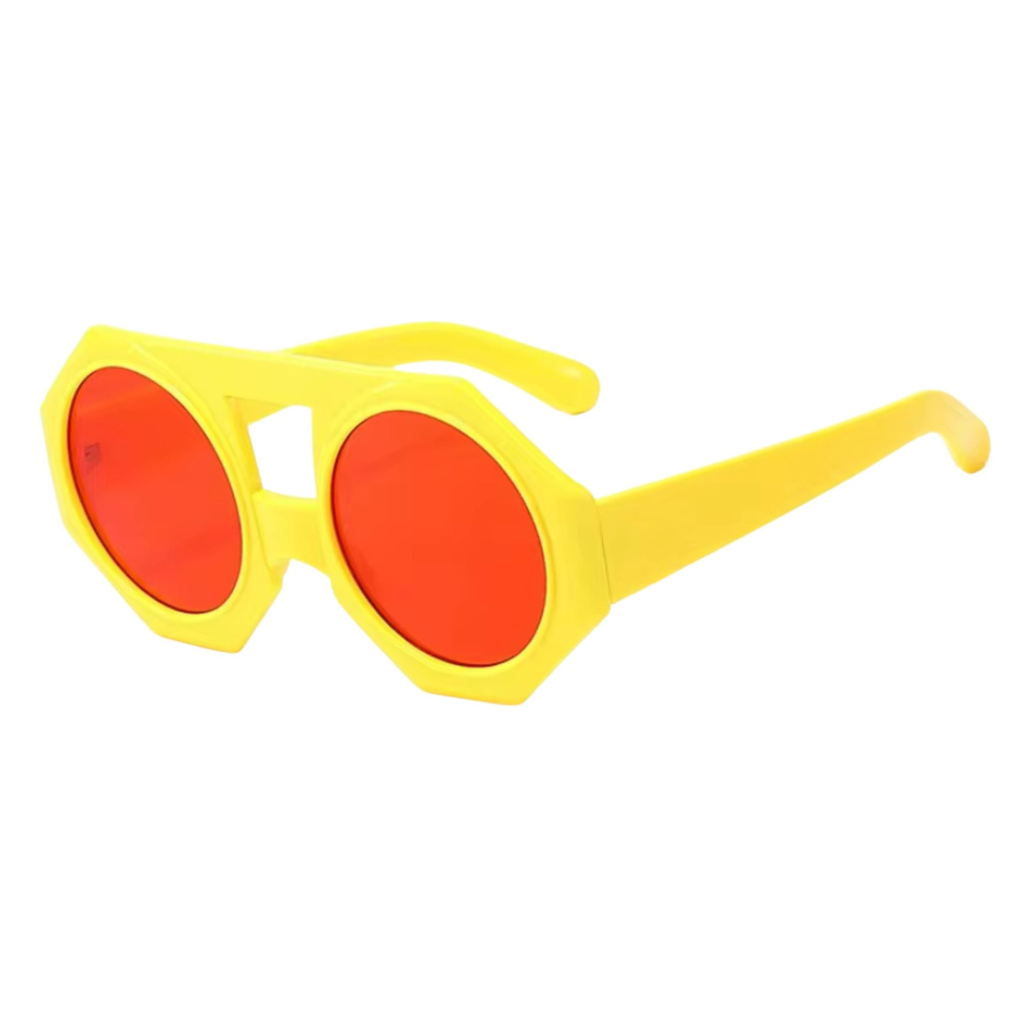 MizDragonfly Retro Yellow Red Geometric  Sunglasses Side