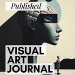 Visual Art Journal Theta Artwork Muse Series with a stylized face, brain, and globe design.