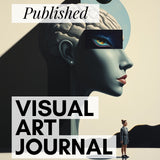 Visual Art Journal Theta Artwork Muse Series with a stylized face, brain, and globe design.