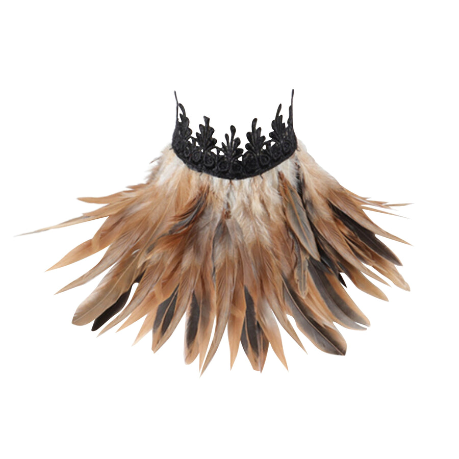 MizDragonfly Accessories Raven Naturel Rooster Feather Collar