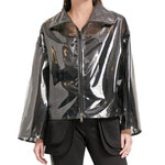 MizDragonfly Apparel Lab Black Plastic Pleather Raincaoat Jacket