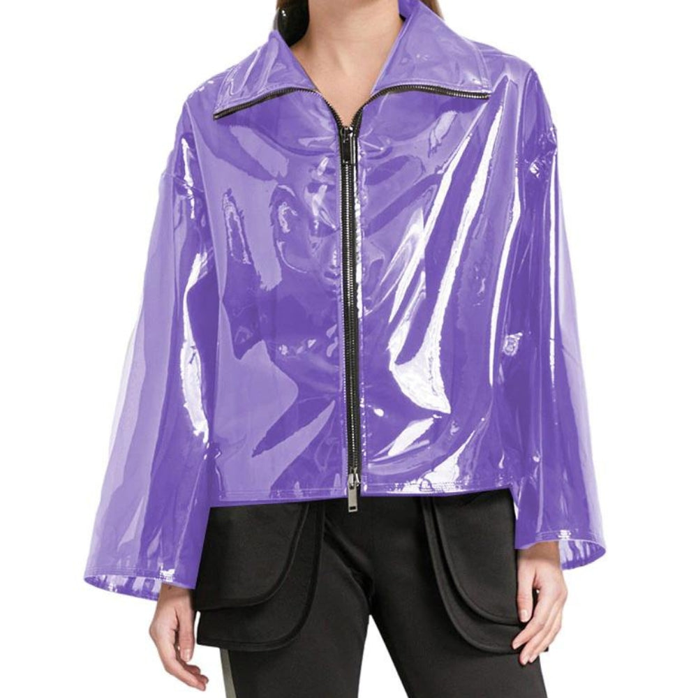 MizDragonfly Apparel Lab Purple Plastic Pleather Raincaoat Jacket