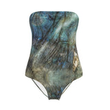MizDragonfly Apparel Lycra Strapless Swimsuit Green Crystal Labradorite