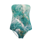 MizDragonfly Apparel Lycra Strapless Swimsuit Green Crystal Turquoise