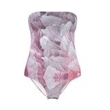 Radiate Pink Quartz Crystal Matte Strapless Lycra Swimsuit