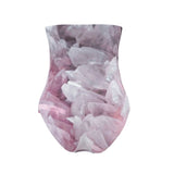 Radiate Pink Quartz Crystal Matte Strapless Lycra Swimsuit