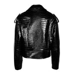 MizDragonfly Apparel Matrix Croc Leather Biker Women Jacket Back
