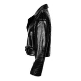 MizDragonfly Apparel Matrix Croc Leather Biker Women Jacket Side