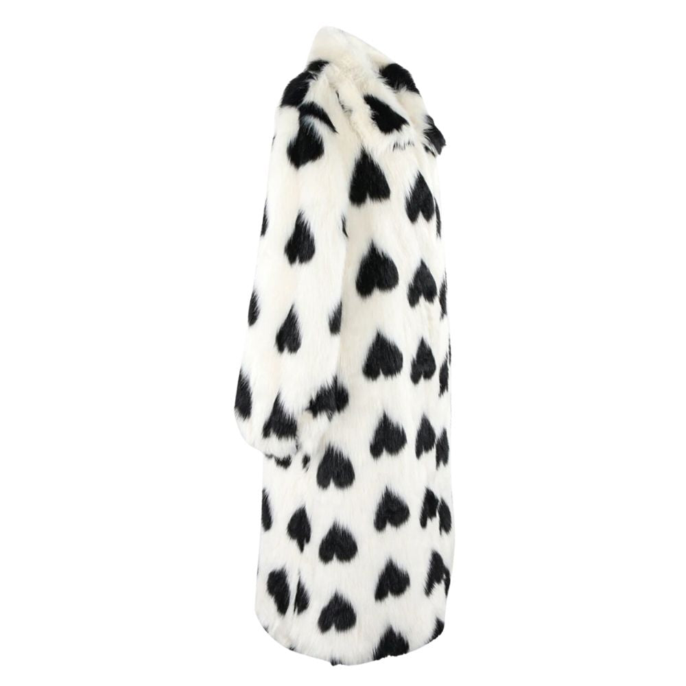 MizDragonfly Apparel  Paris Plush Long Black White Heart Jacket Side