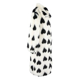 MizDragonfly Apparel  Paris Plush Long Black White Heart Jacket Side