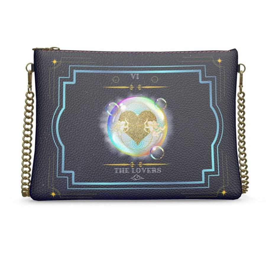 Major Arcana Tarot Card Leather Crossbody Gold Chain Purse - The Lovers
