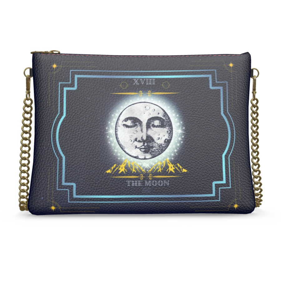Major Arcana Card Leather Crossbody Chain Purse - The Moon