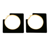 Abaka Black Acrylic Square Statement Hoop Earrings