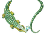 MizDragonfly Jewelry Alligator Cayman Crocodile Green Rhinestone Collar Necklace