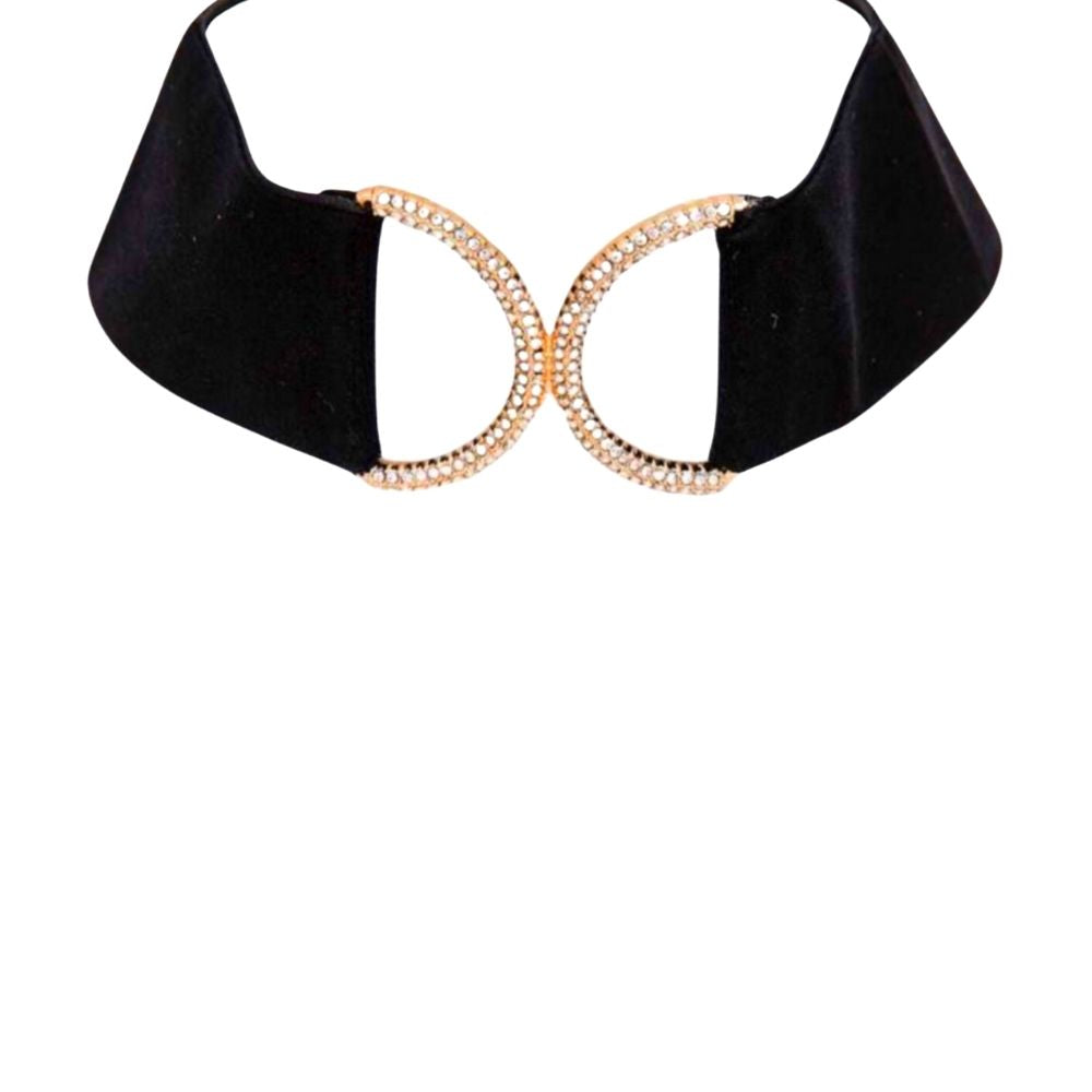 MizDragonfly Jewelry Allure Black Velvet Rhinestone Choker Necklace