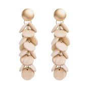 MizDragonfly Jewelry Azur Gold Wood Disk Drop Earrings Sand