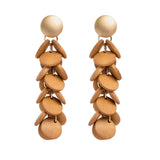 MizDragonfly Jewelry Azur Gold Wood Disk Drop Earrings Tan
