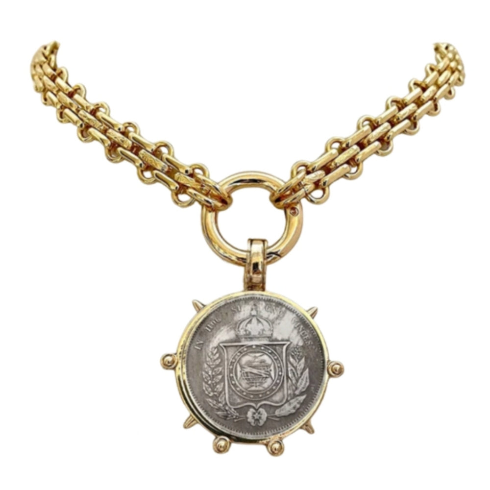 MizDragonfly Jewelry Bridgerton Gold French Coin Statement Collar Necklace
