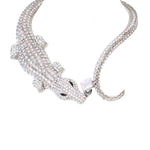 MizDragonfly Jewelry Cayman Silver Crocodile Rhinestone Necklace