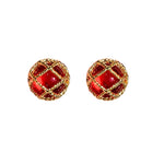 MizDragonfl Jewelry Clandestine Red Resin Dome Stud Earrings