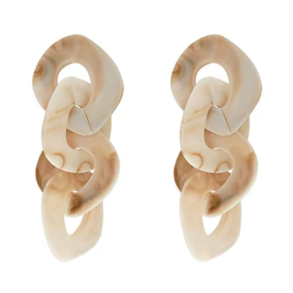 MizDragonfly Jewelry Cream Ash Acrylic Long Drop Earrings
