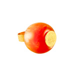 MizDragonfly Jewelry Diana Crown Orange Lucite Oversized Gold Ring
