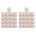 MizDragonfly Jewelry Eccentrix Cream Square Pearls Statement Drop Earrings