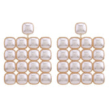 MizDragonfly Jewelry Eccentrix Cream Square Pearls Statement Drop Earrings
