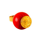 MizDragonfly Jewelry Freedom Vintage Red Oversized Gold Ring