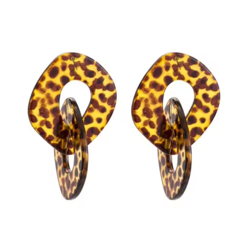 MizDragonfly Jewelry Ginger Leopard Statement Drop Earrings