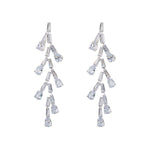 MizDragonfly Jewelry Silver Twiggy Zirconia Rhinestone Drop Earrings